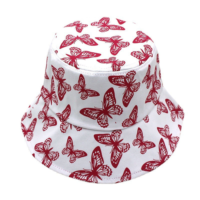 Wholesale Cotton Cute Butterfly Printed Fisherman Hats
